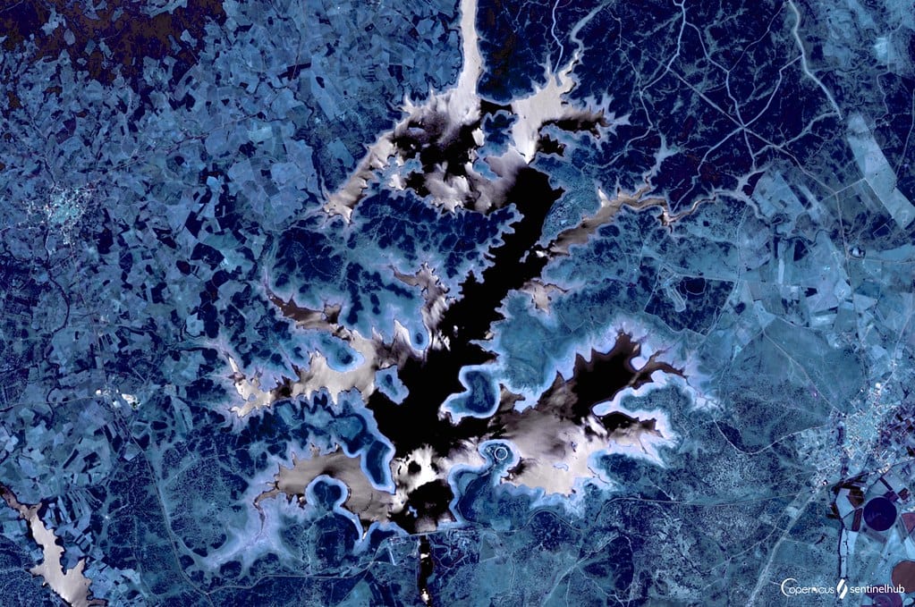 Sentinel-2 false color wheat fields