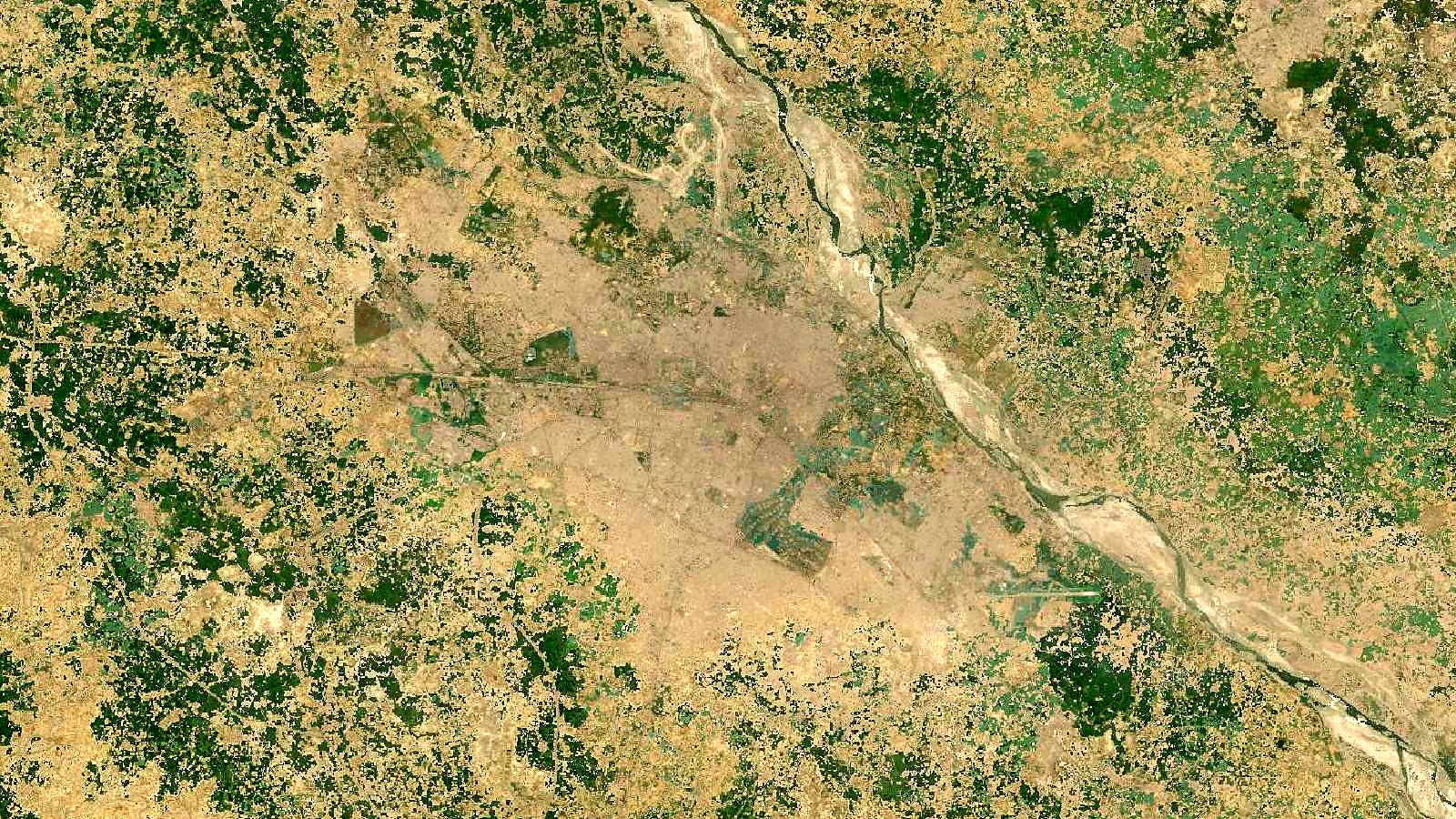 Landsat satellite view of the Ganga plain around Kanpur, Uttar Pradesh