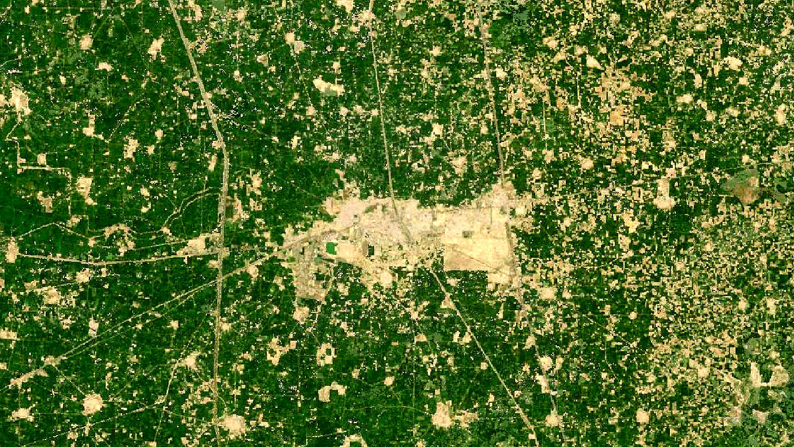 Landsat satellite view of farmland near Kurukshetra, Haryana