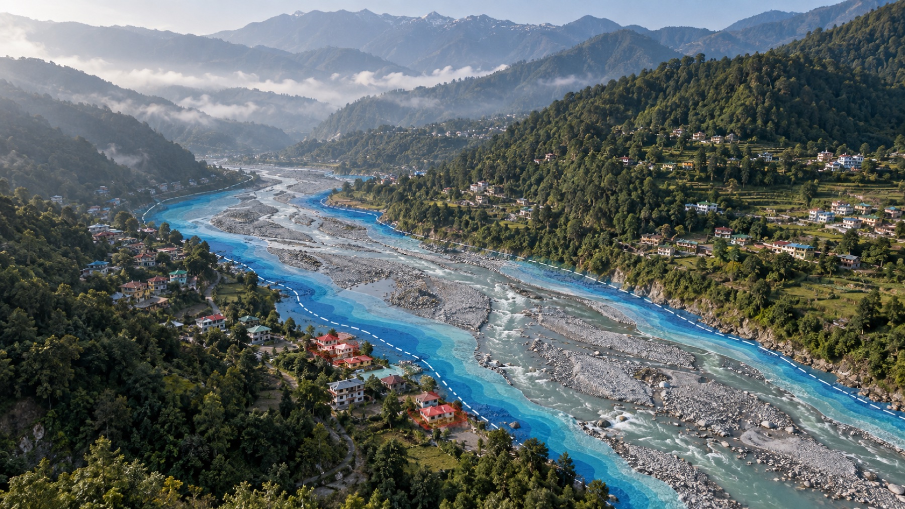 River Buffer and HAND Exposure Analysis for the Maldevta Song Watershed
