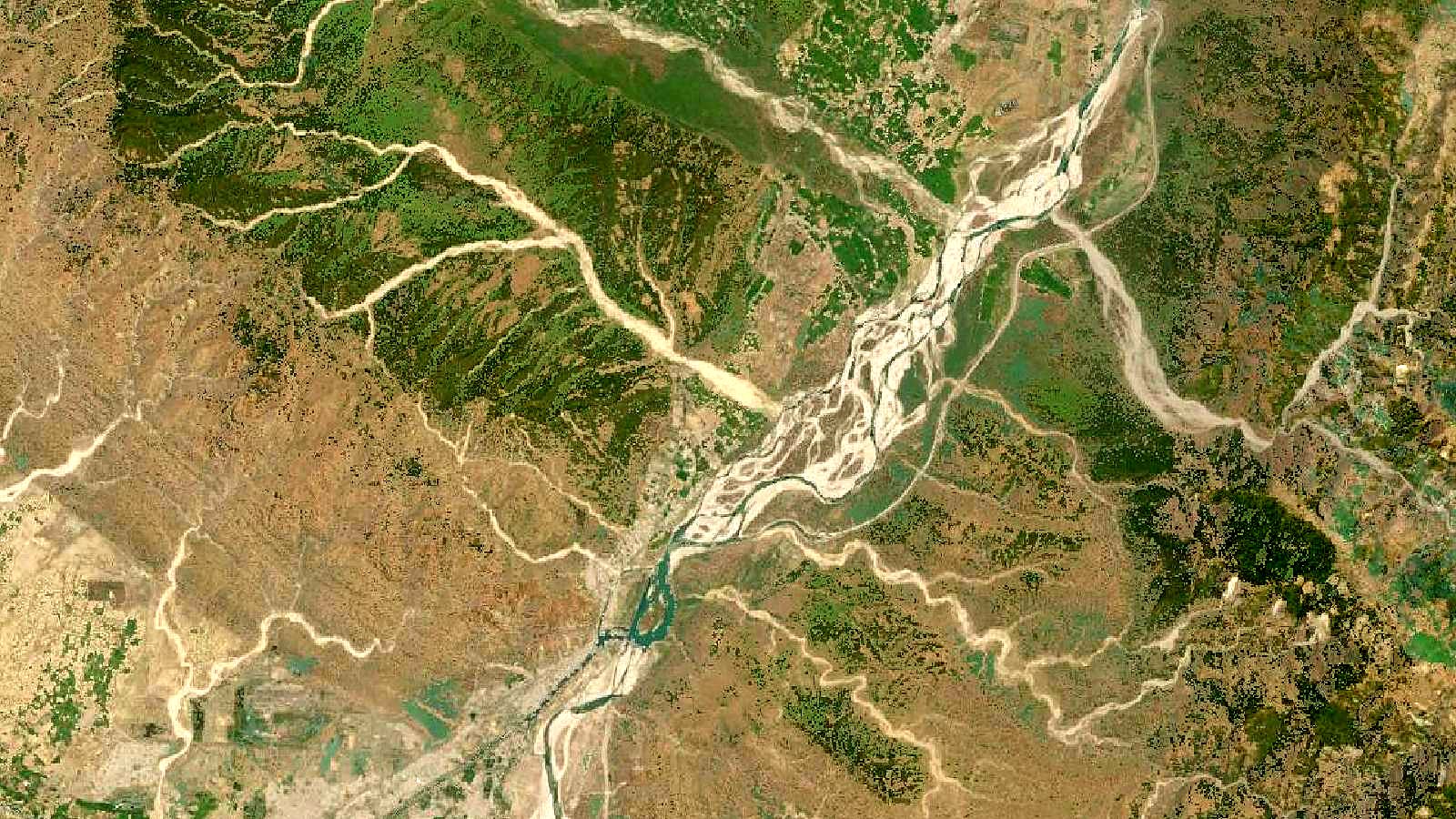 Landsat satellite view of the Ganga between Rishikesh and Haridwar