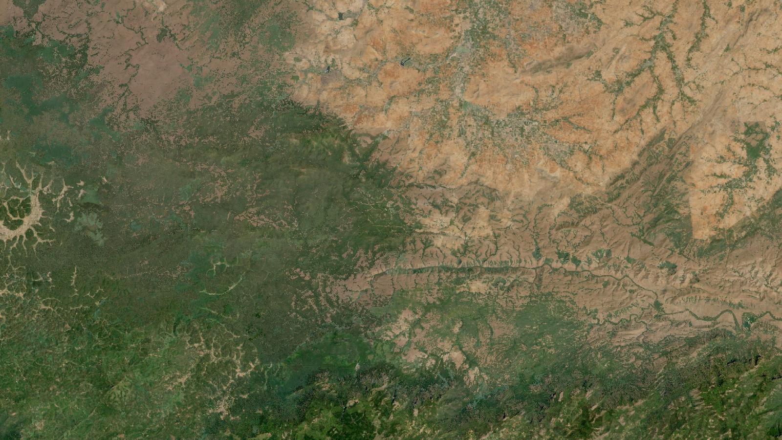 Landsat satellite view of Bandipur Tiger Reserve